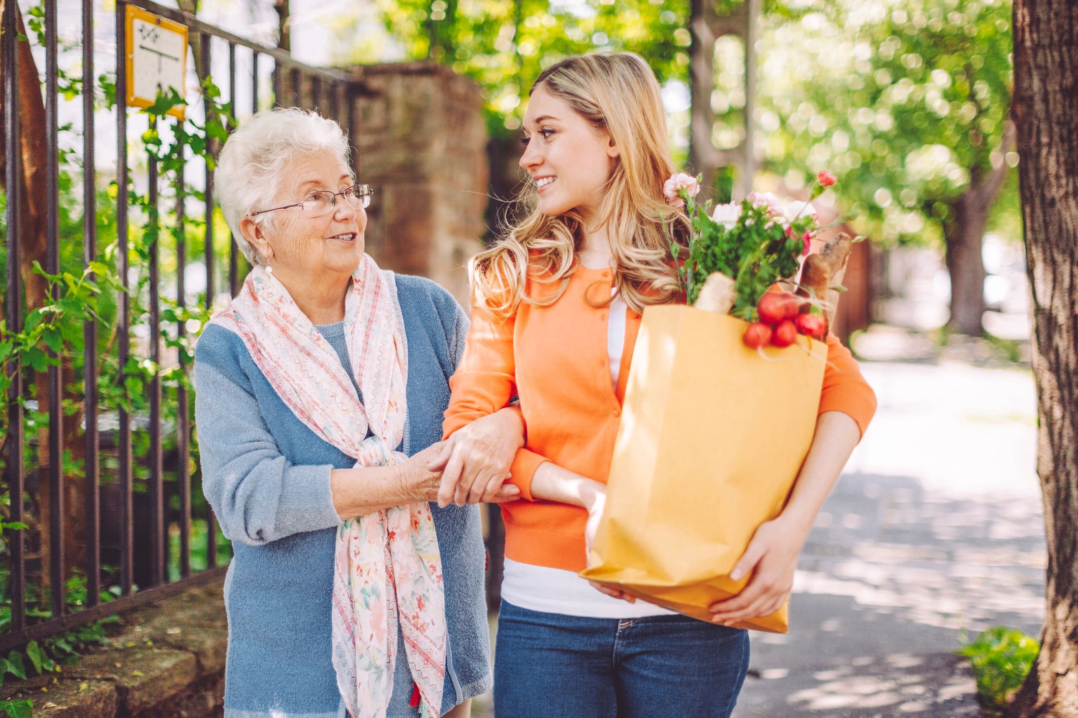 Granddaughter shopping with her grandmother